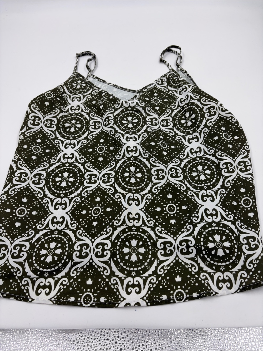 Women’s Olive Printed Spaghetti Strap Tank Top